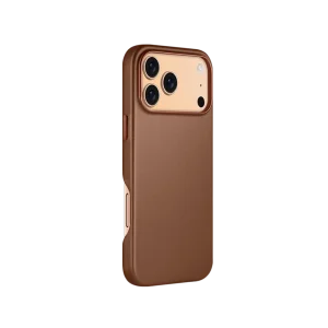 Brown PU Leather MagSafe iPhone Case for iPhone 17 Pro Max with MagSafe-compatible protection