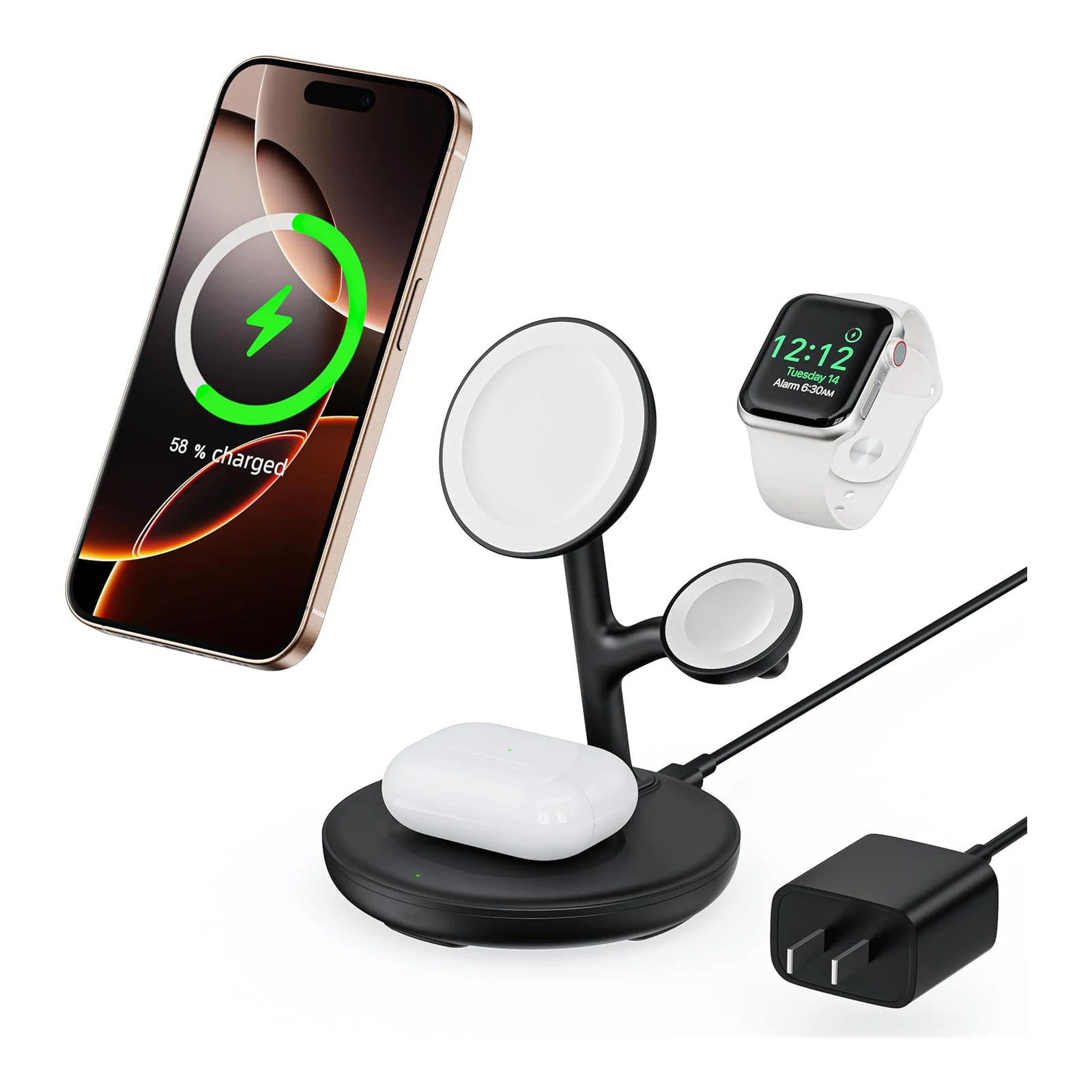3-in-1 magnetic charging stand in white