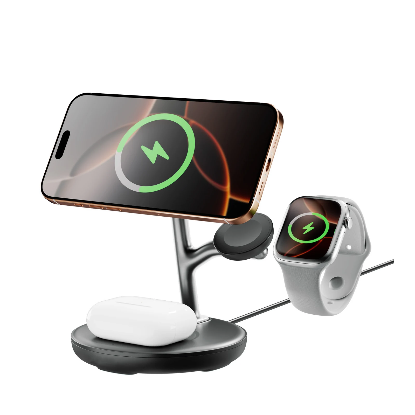 3-in-1 magnetic charging stand side view