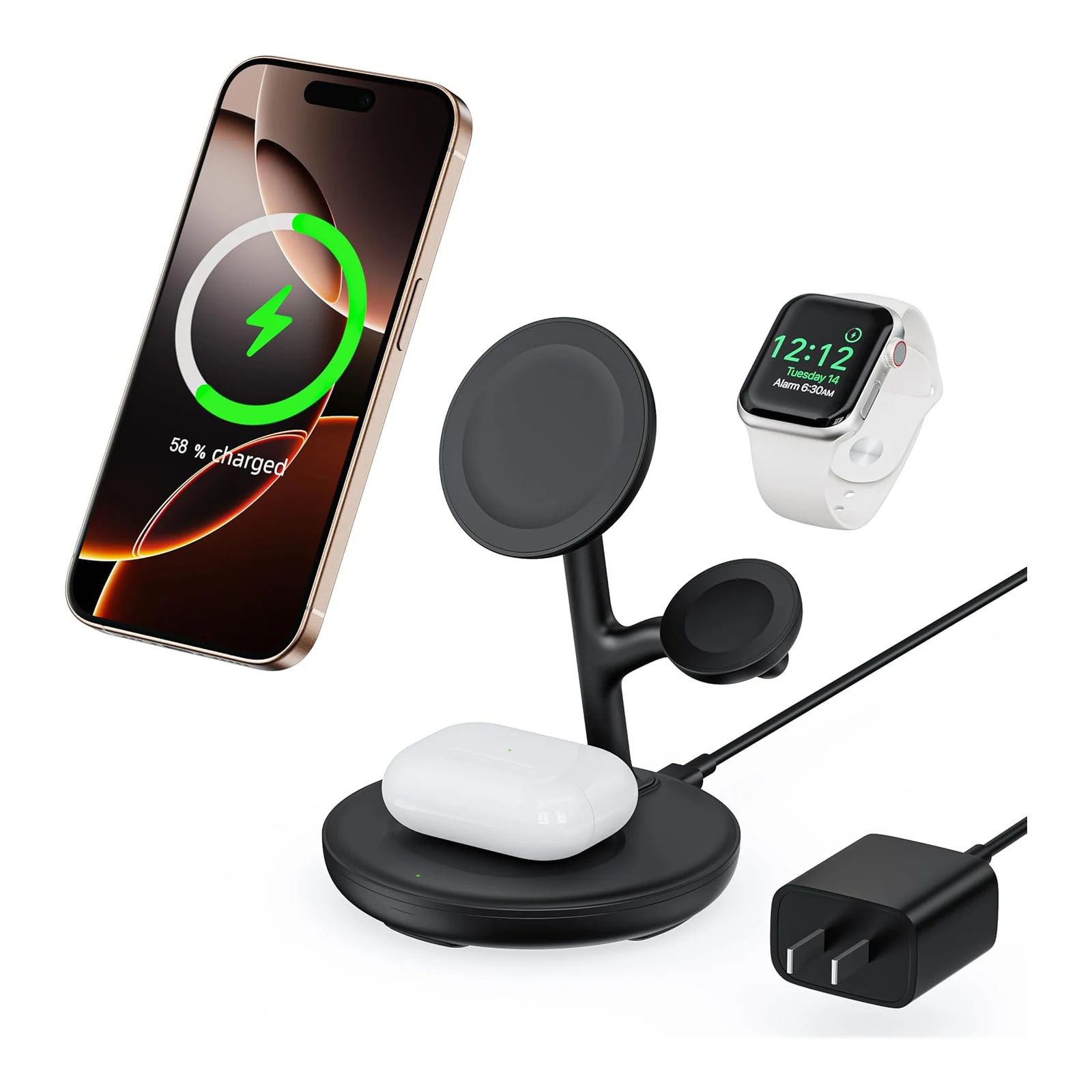 VELTAROX 3-in-1 magnetic charging stand in black