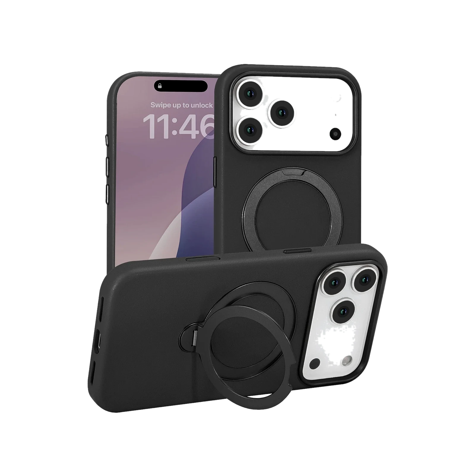 VELTAROX black magnetic ring iPhone case transparent product image