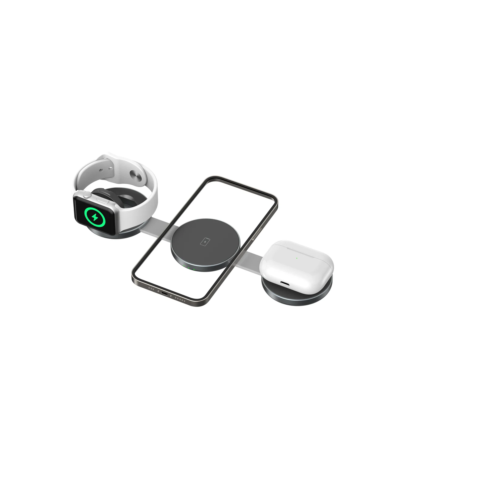3-in-1 travel charger for phone watch and earbuds