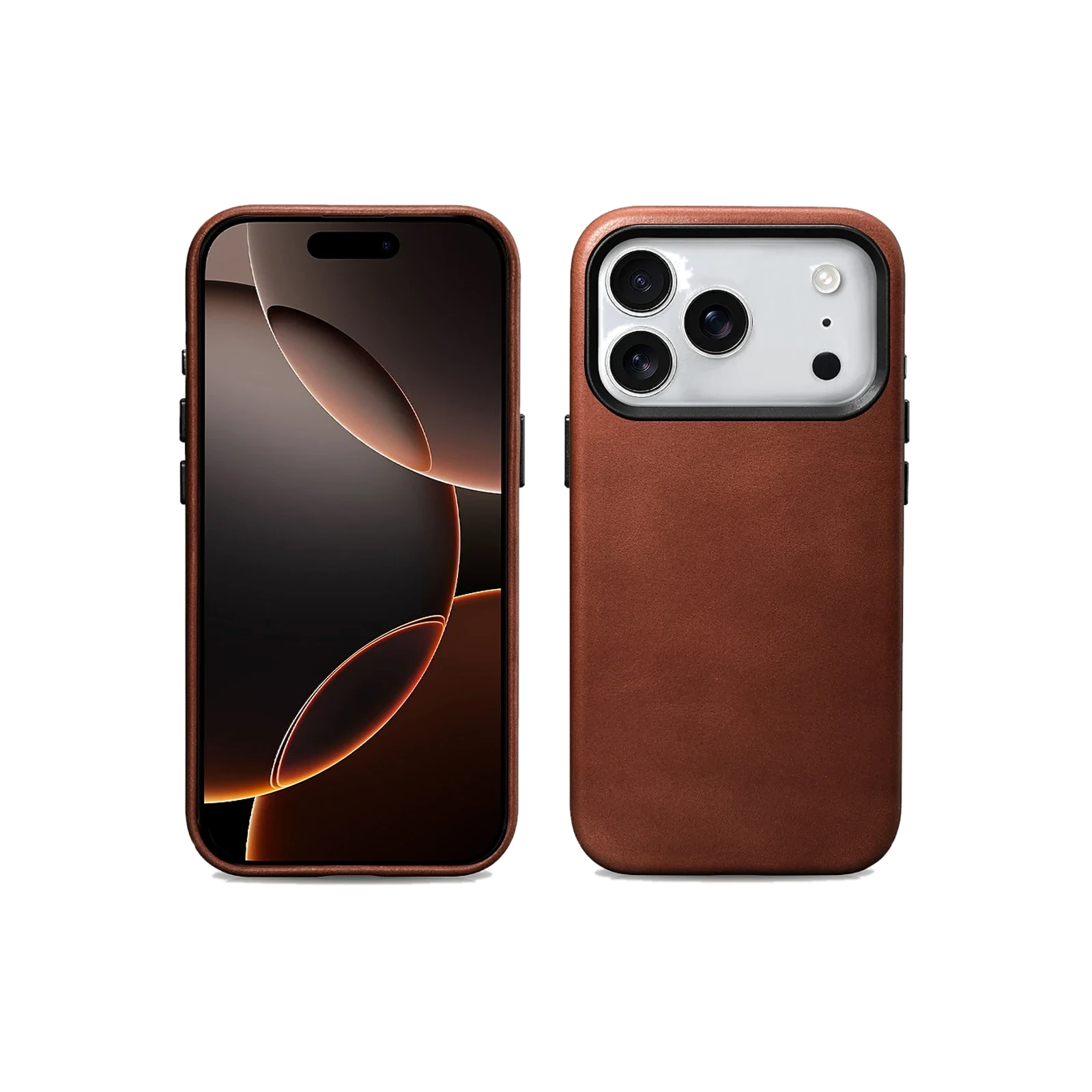 VELTAROX black modern leather MagSafe iPhone case transparent product image