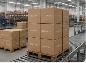 Warehouse storage and packaging area for finished phone case products