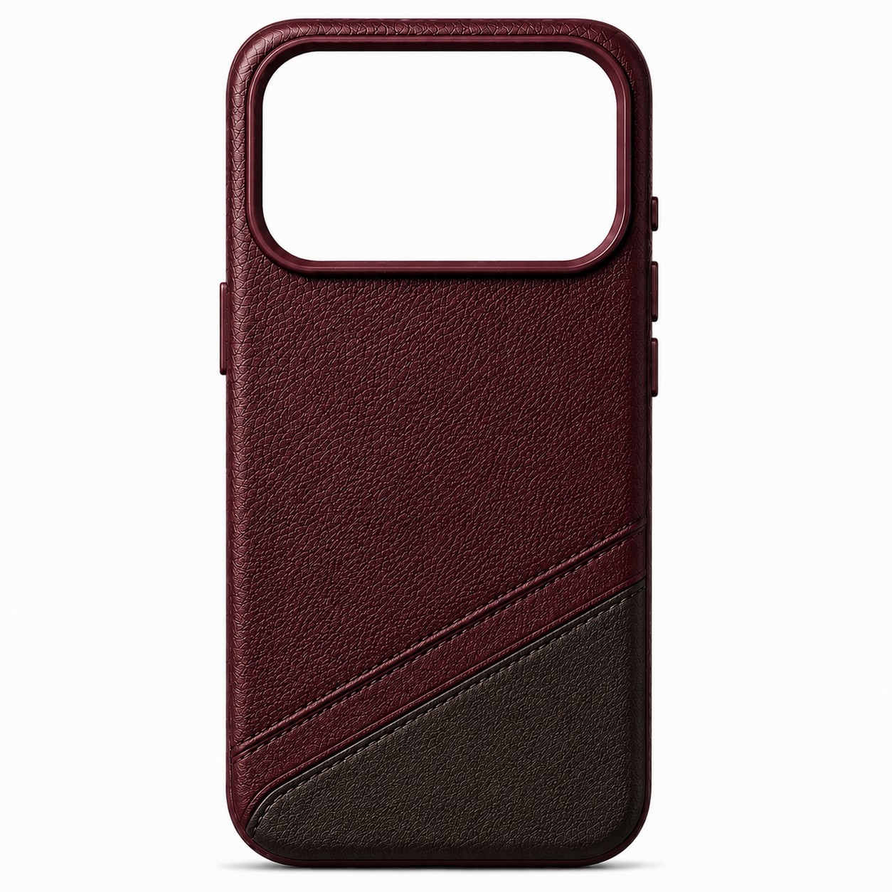 Burgundy and coffee premium leather iPhone case concept