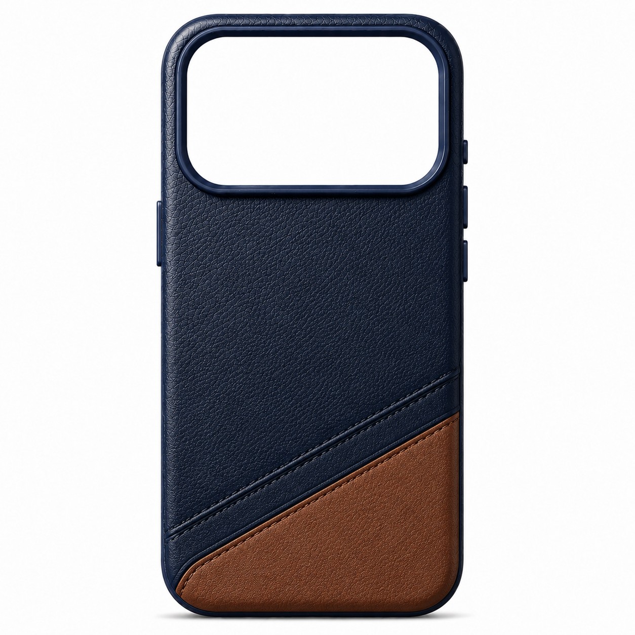 Deep navy and saddle premium leather iPhone case concept
